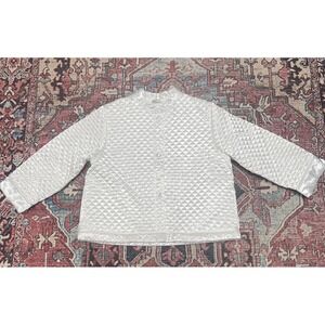 Kay Anna Vintage Quilted White Satin Bed Jacket Size‎ M Lined